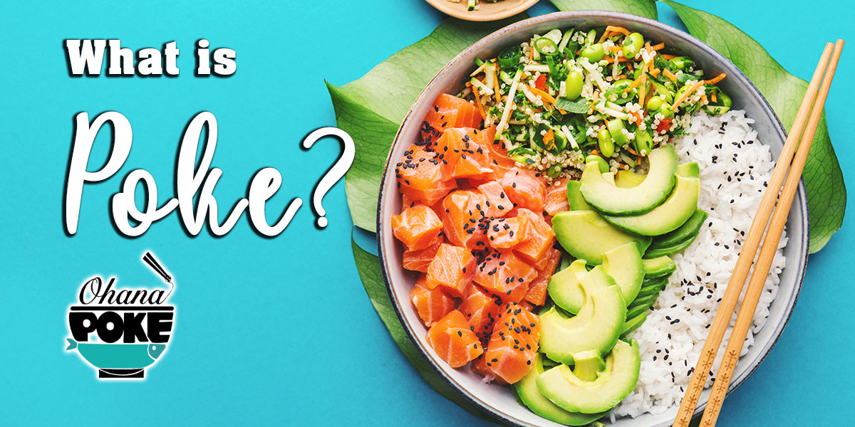 What is Poke Tasty appetizing poke bowl served with salmon, avocado, rice, salad with edamame. Arlington Heights Ohana Poke